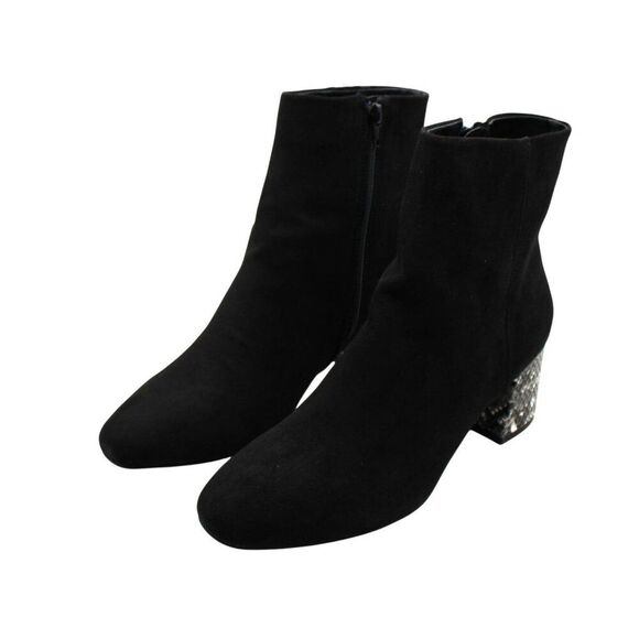 Sugar Womens Olive Microsuede Snake Print Ankle Boots - Picture 5 of 9